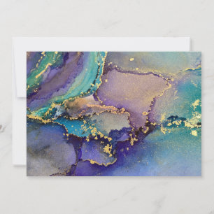 Kleurrijk Gouden Alcohol Ink Vloeibare Abstracte K Bedankkaart