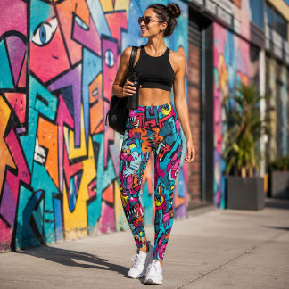 Kleurrijk Graffiti Pop Art Retro Straat Abstract Leggings
