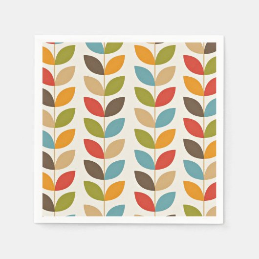 Kleurrijk grafisch bladerenpatroon servet (Voorkant)