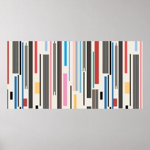 kleurrijk grafisch patroon van verschillende strep poster