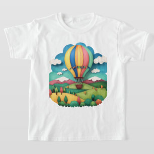 Kleurrijk Grafisch T-shirt met Heet Luchtballon La