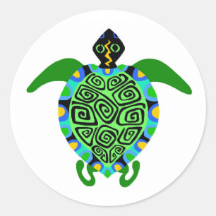 Kleurrijk grafisch Zee SCHILDPAD - Wildlife warrio Ronde Sticker
