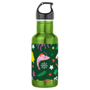 kleurrijk grappig kerstpatroon waterfles 