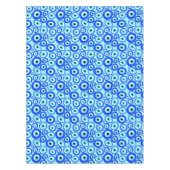 Kleurrijk Grieks Oogpatroon op Aqua Blue Tafelkleed (Voorkant)