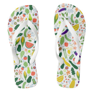 Kleurrijk grillig fruit & groenten patroon teenslippers