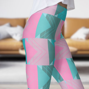 Kleurrijk Groen Blauwgroen en Roze Pijlpatroon Leggings