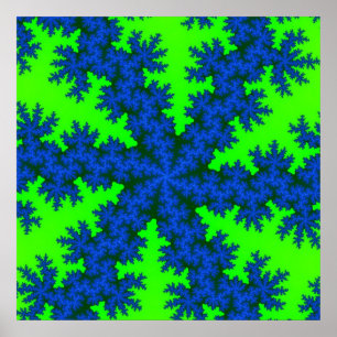 Kleurrijk groen en blauw fractal poster