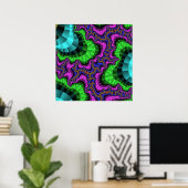 Kleurrijk groen en Paars fractal Poster (Thuiskantoor)