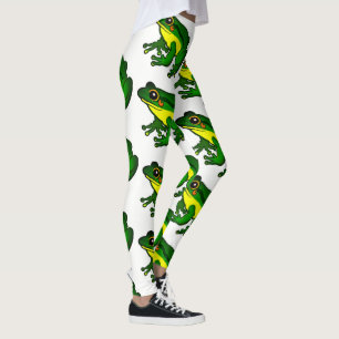 Kleurrijk groen kikkerpatroon leggings
