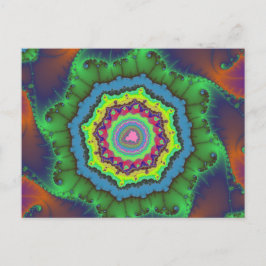 Kleurrijk groen, Oranje en blauw fractal Briefkaart