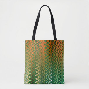 Kleurrijk groen Oranje Zigzag Patroon Draagtas