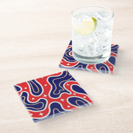 kleurrijk groovy monogram naam glazen onderzetter