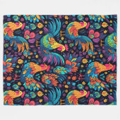 Kleurrijk Haan patroon Fleece Deken (Voorkant (Horizontaal))