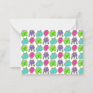 Kleurrijk Hamster Butts Patroon Notitiekaartje