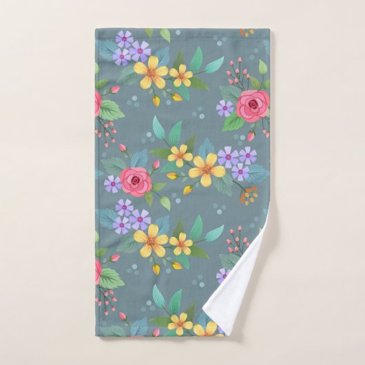Kleurrijk Hand getrokken bloemenpatroon Bad Handdoek (Handdoek)