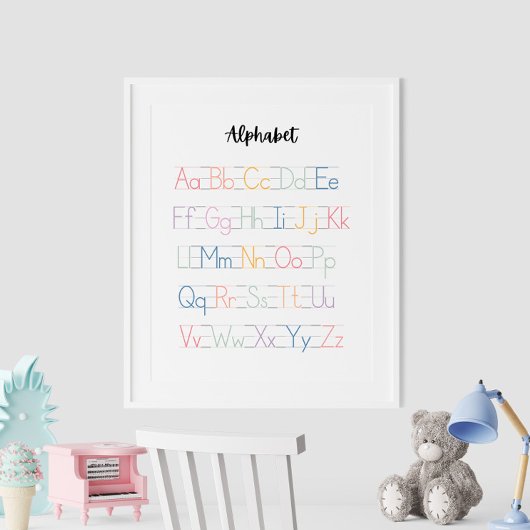 Kleurrijk handgeschreven alfabet Educatief Poster
