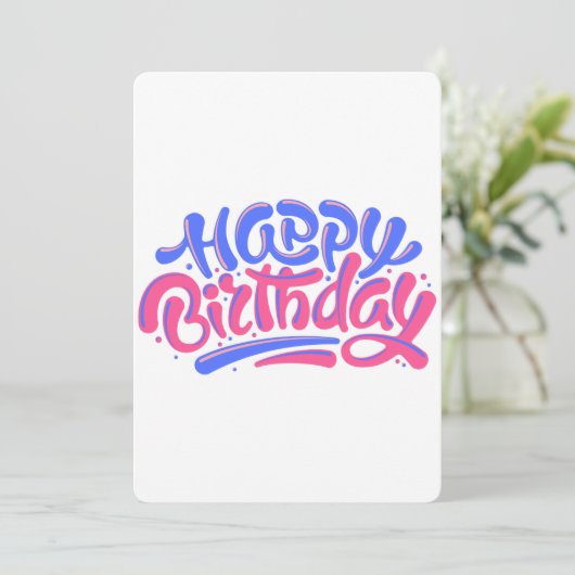 Kleurrijk Handletteren Happy Birthday-ontwerp Kaart (Staand voorkant)