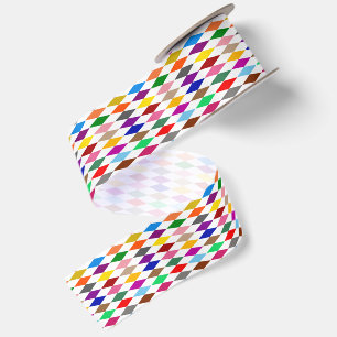 Kleurrijk Harlekijn Diamanten Ontwerp Wit Lint