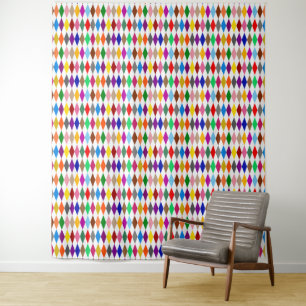 Kleurrijk Harlekijn Diamanten Ontwerp Wit Wandkleed