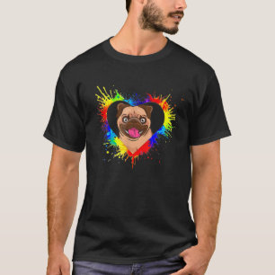 Kleurrijk Hart Baby Pug Hond Liefde-R Vader Moeder T-shirt