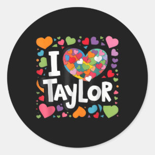 Kleurrijk Hart Mijn naam is Taylor Voornaam Ronde Sticker