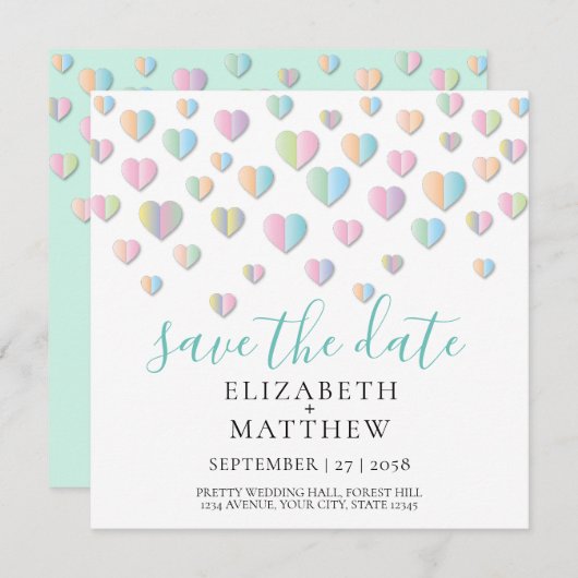 Kleurrijk Hart Spikkel Design Kaart (Voorkant / Achterkant)