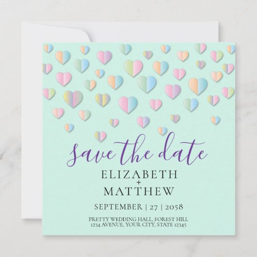 Kleurrijk Hart Spikkelontwerp Kaart (Achterkant)