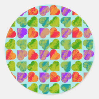 Kleurrijk Hart Tessellatie Psychedelische Pop Art Ronde Sticker