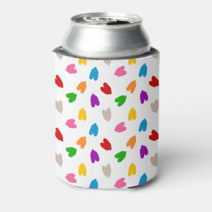 Kleurrijk Hartjes Patroon Design Wit Blikjeskoeler