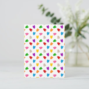 Kleurrijk Hartjes Patroon Design Wit  Briefkaart