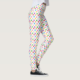 Kleurrijk Hartjes Patroon Design Wit Leggings