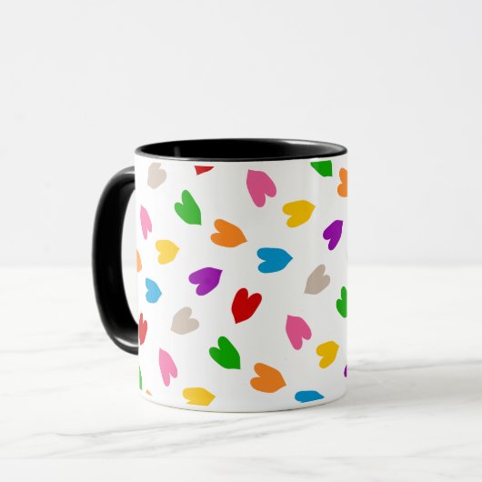 Kleurrijk Hartjes Patroon Design Wit Mok (Voorkant links)