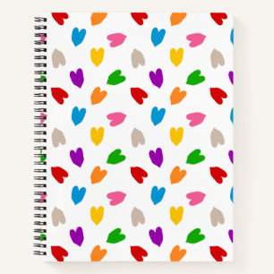 Kleurrijk Hartjes Patroon Design Wit Notitieboek
