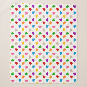 Kleurrijk Hartjes Patroon Design Wit Sherpa Deken