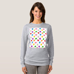 Kleurrijk Hartjes Patroon Design Wit T-shirt