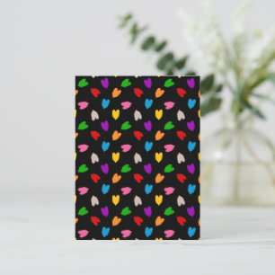 Kleurrijk Hartjes Patroon Zwart Briefkaart