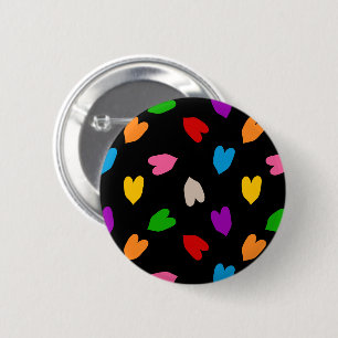 Kleurrijk Hartjes Patroon Zwart Ronde Button 5,7 Cm