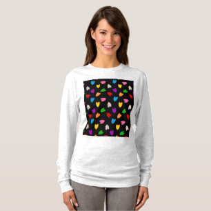 Kleurrijk Hartjes Patroon Zwart T-shirt