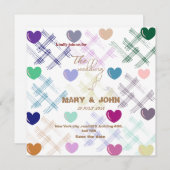 Kleurrijk Hartpatroon Huwelijksuitnodiging | Moder Save The Date (Voorkant / Achterkant)