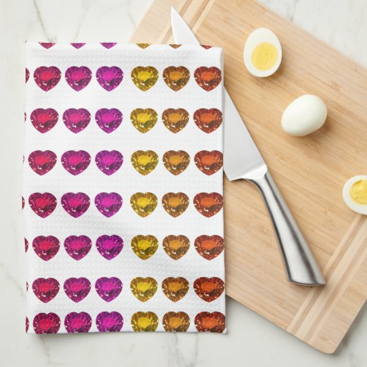 Kleurrijk Hartpatroon – Leuk & Speels Design Theedoek (Quarter Fold)