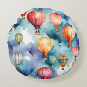 Kleurrijk Heet Luchtballon Patroon  Rond Kussen