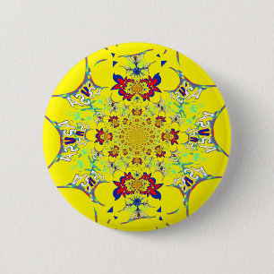 Kleurrijk Helder Bloemmotief Damast Ontwerp Kunstp Ronde Button 5,7 Cm