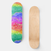 Kleurrijk helderRainbow Glitter Gold Agate Skateboard (Voorkant)