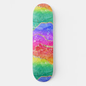 Kleurrijk helderRainbow Glitter Gold Agate Skateboard (Voorkant)