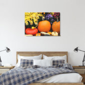 Kleurrijk herfst decoratief pompoenscherm canvas afdruk (Insitu (Slaapkamer))