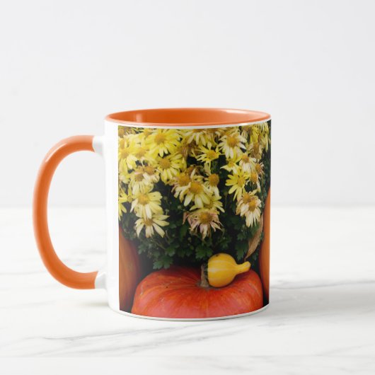 Kleurrijk herfst decoratief pompoenscherm mok (Links)