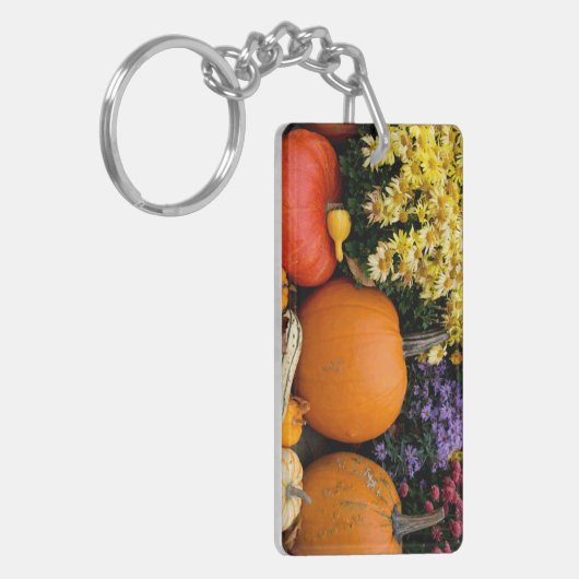 Kleurrijk herfst decoratief pompoenscherm sleutelhanger (Voorkant Links)