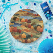 Kleurrijk herfst gethematiseerd inpakpapier papieren bordje (Feest)