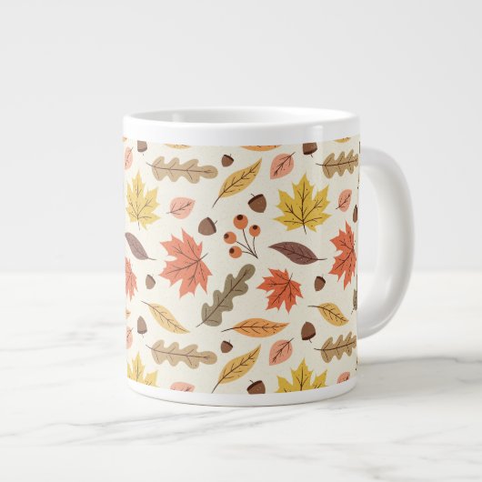 Kleurrijk Herfstblad Herfst Patroon Extra Grote Beker (Voorkant rechts)