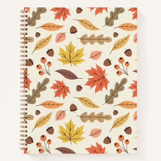 Kleurrijk Herfstblad Herfst Patroon Notitieboek (Voorkant)